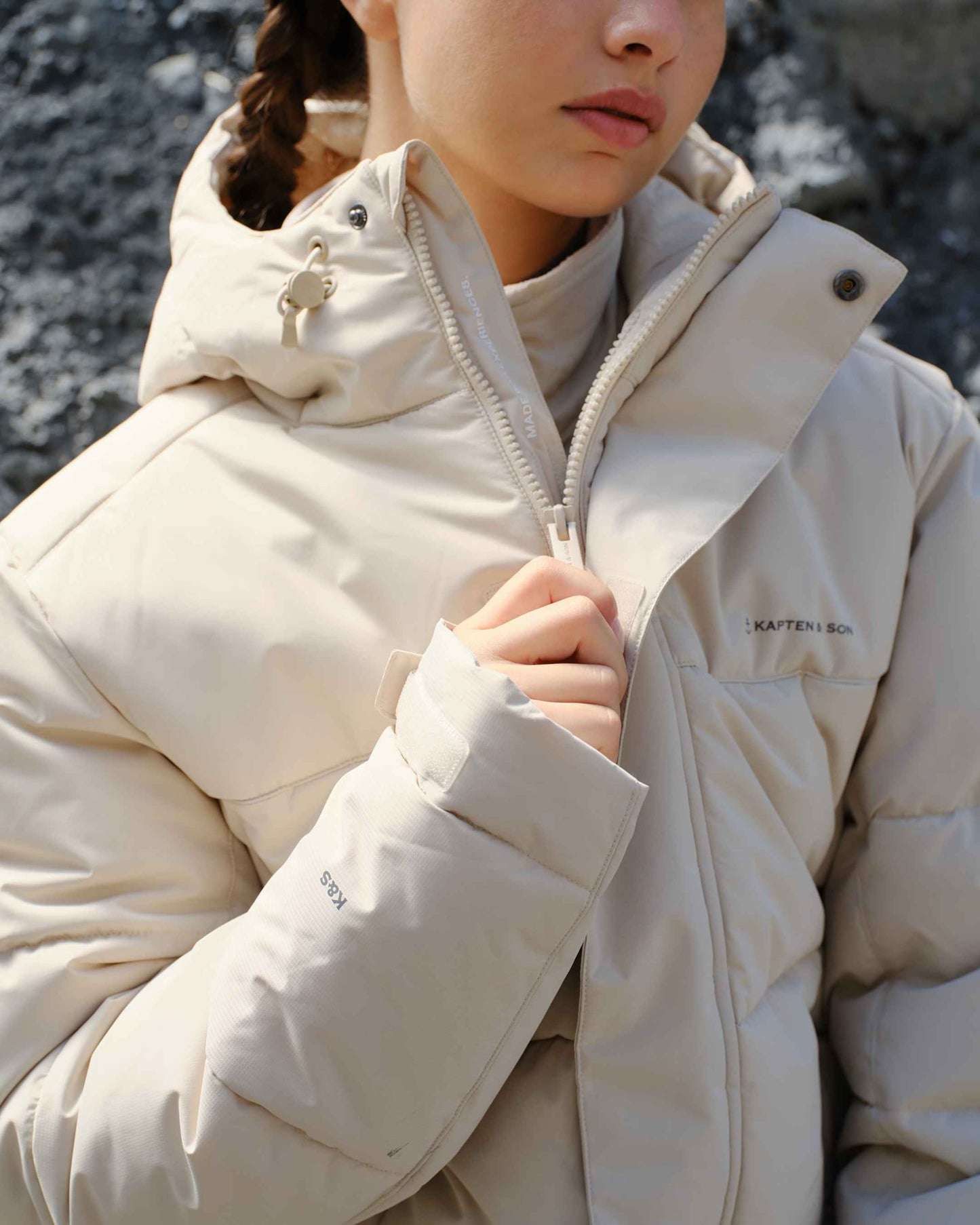 Winter Puffer Jacket Cord All Black