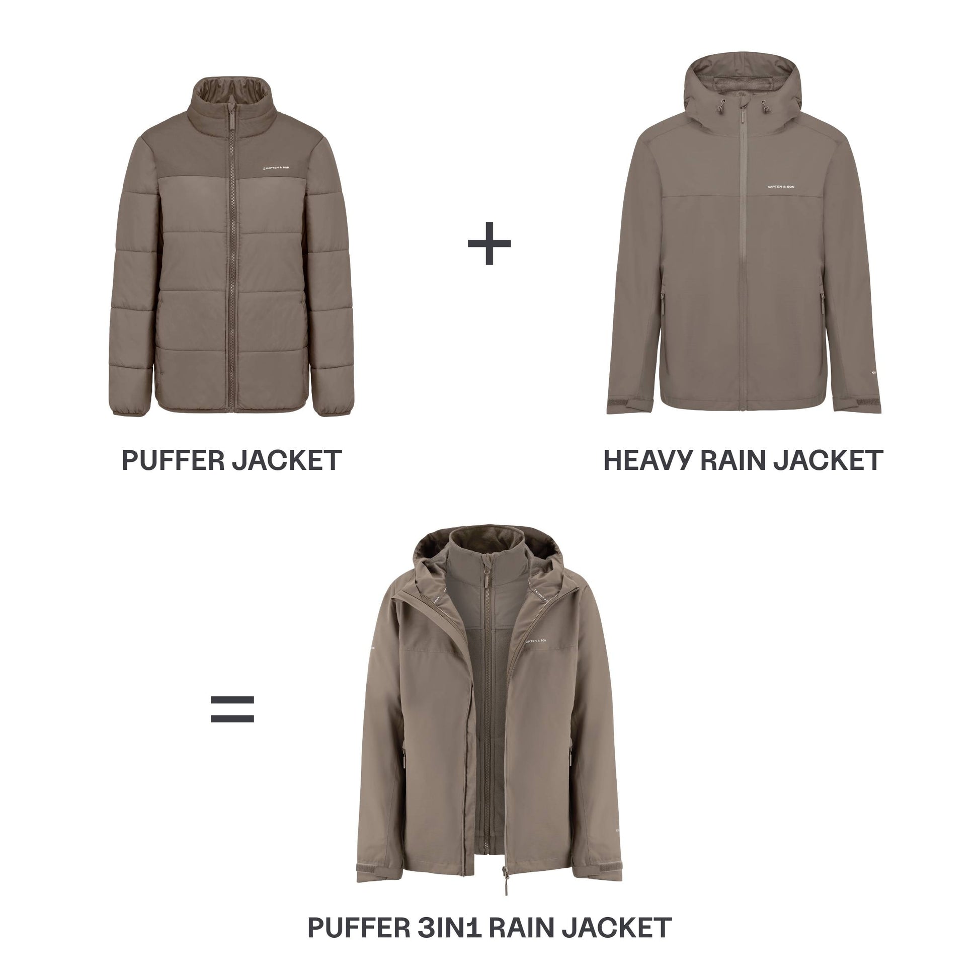 Puffer 3in1 Rain Jacket Olive