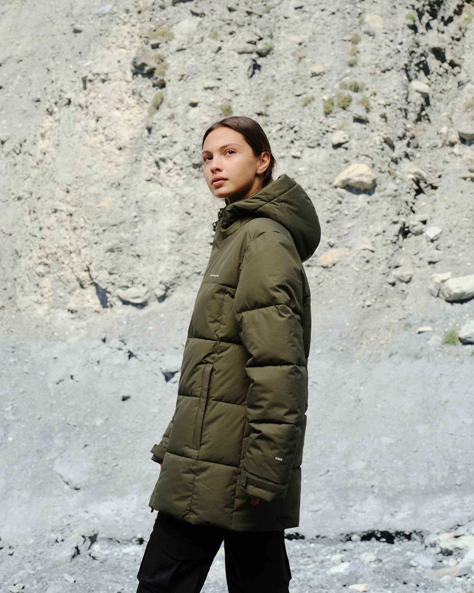 Winter Puffer Jacket Cord All Black