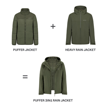 Puffer 3in1 Rain Jacket Taupe