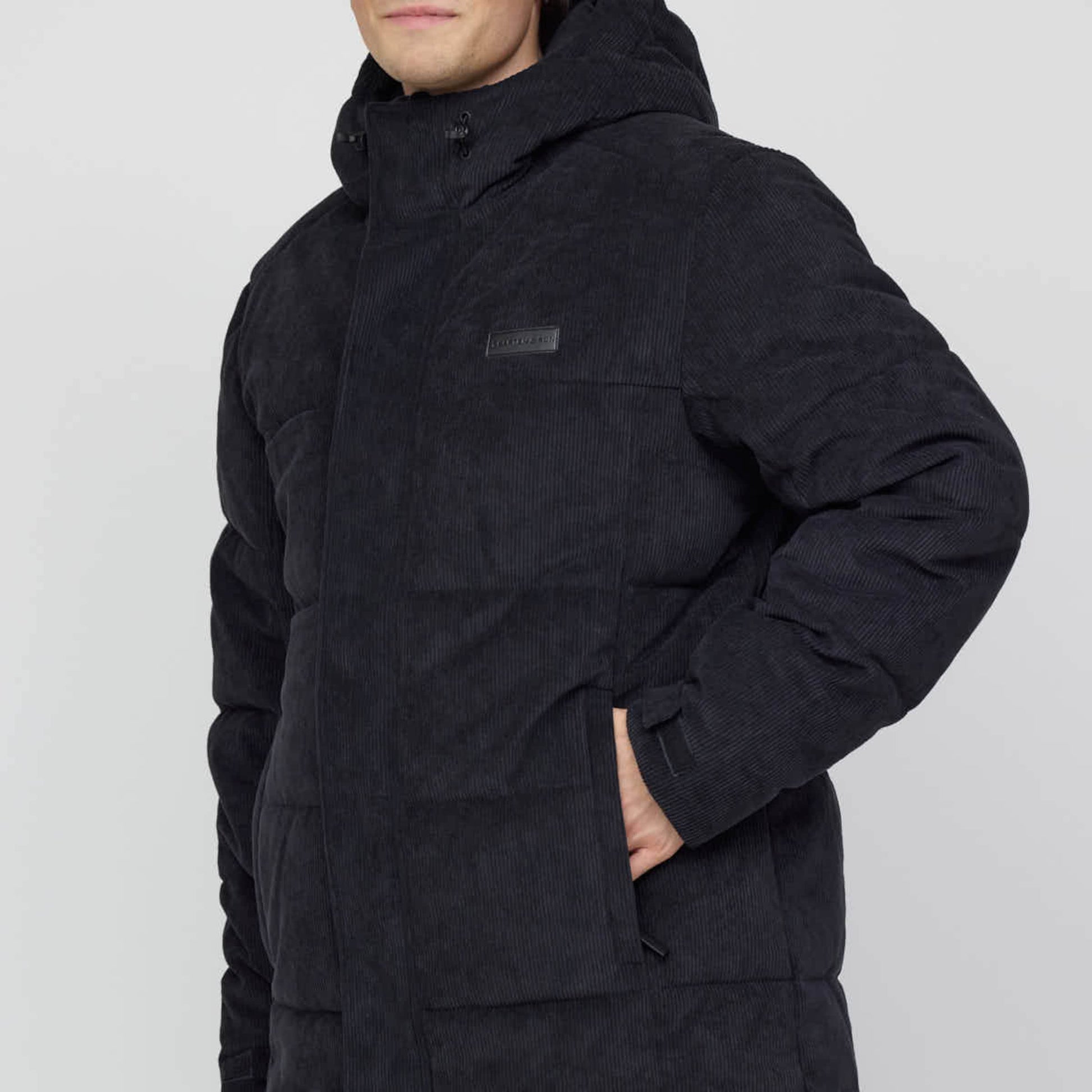 Winter Puffer Jacket Cord All Black