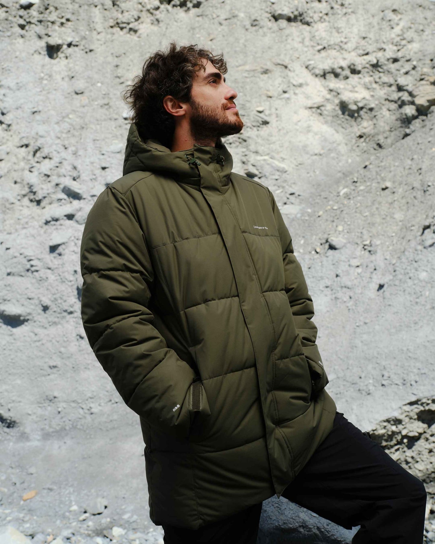 Winter Puffer Jacket Cord All Black
