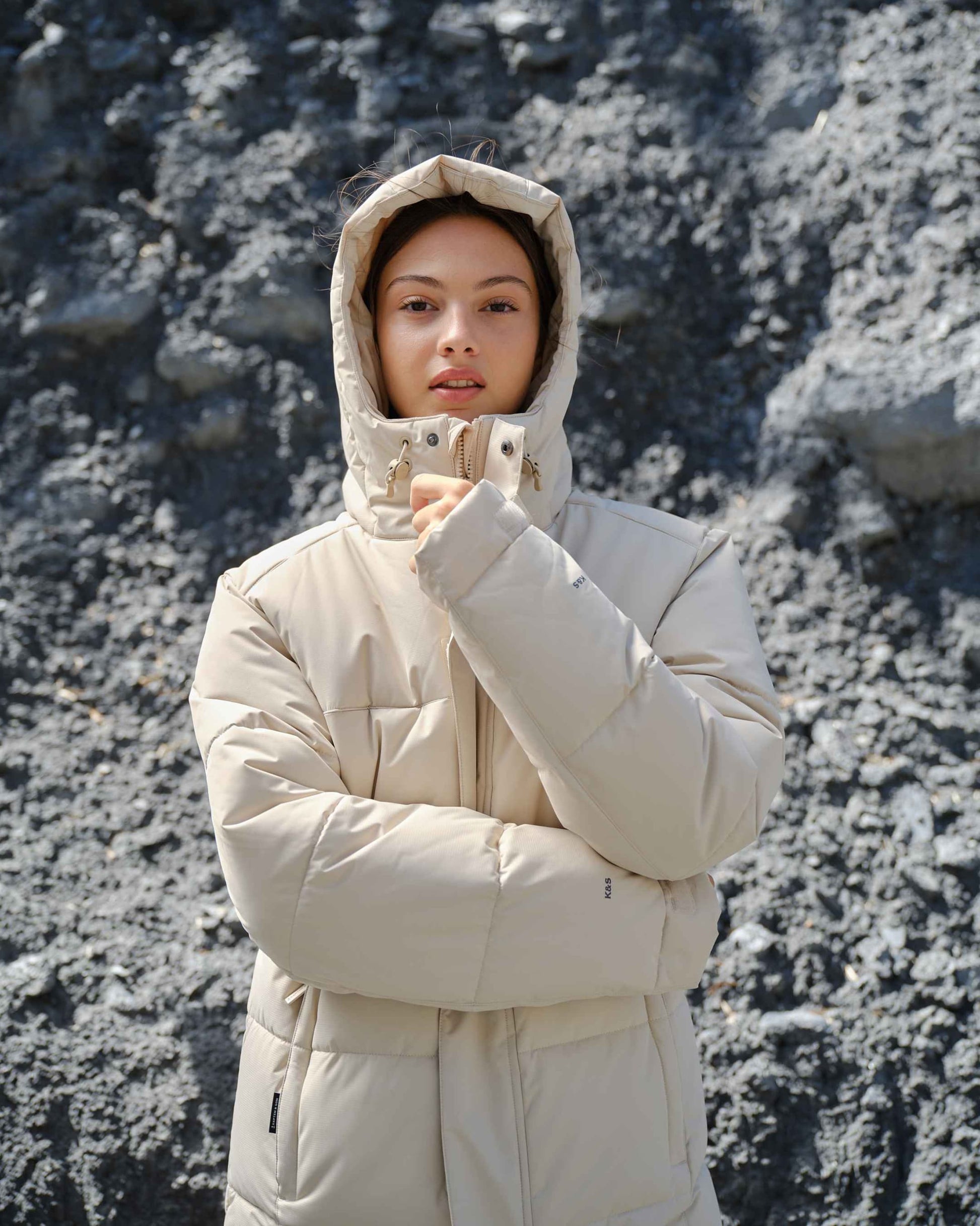 Winter Puffer Jacket Cord All Black