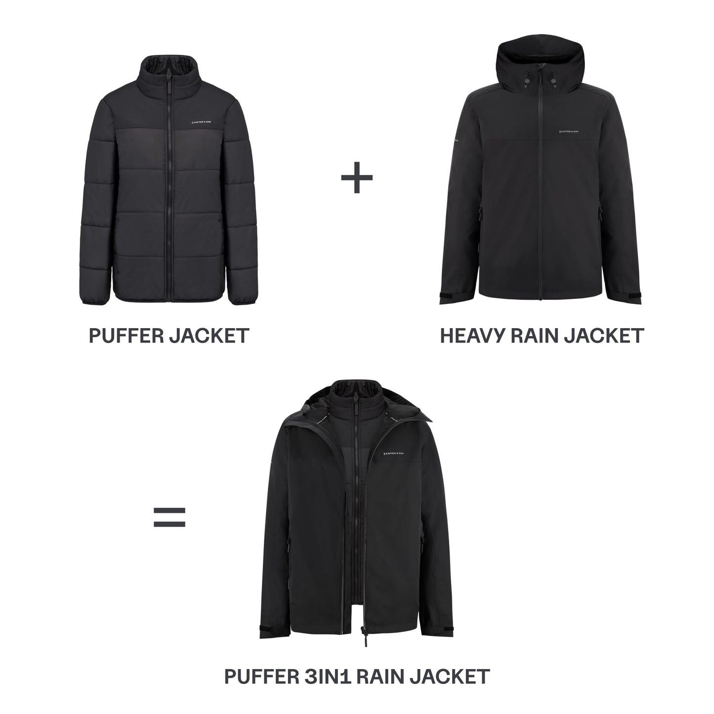 Puffer 3in1 Rain Jacket All Black