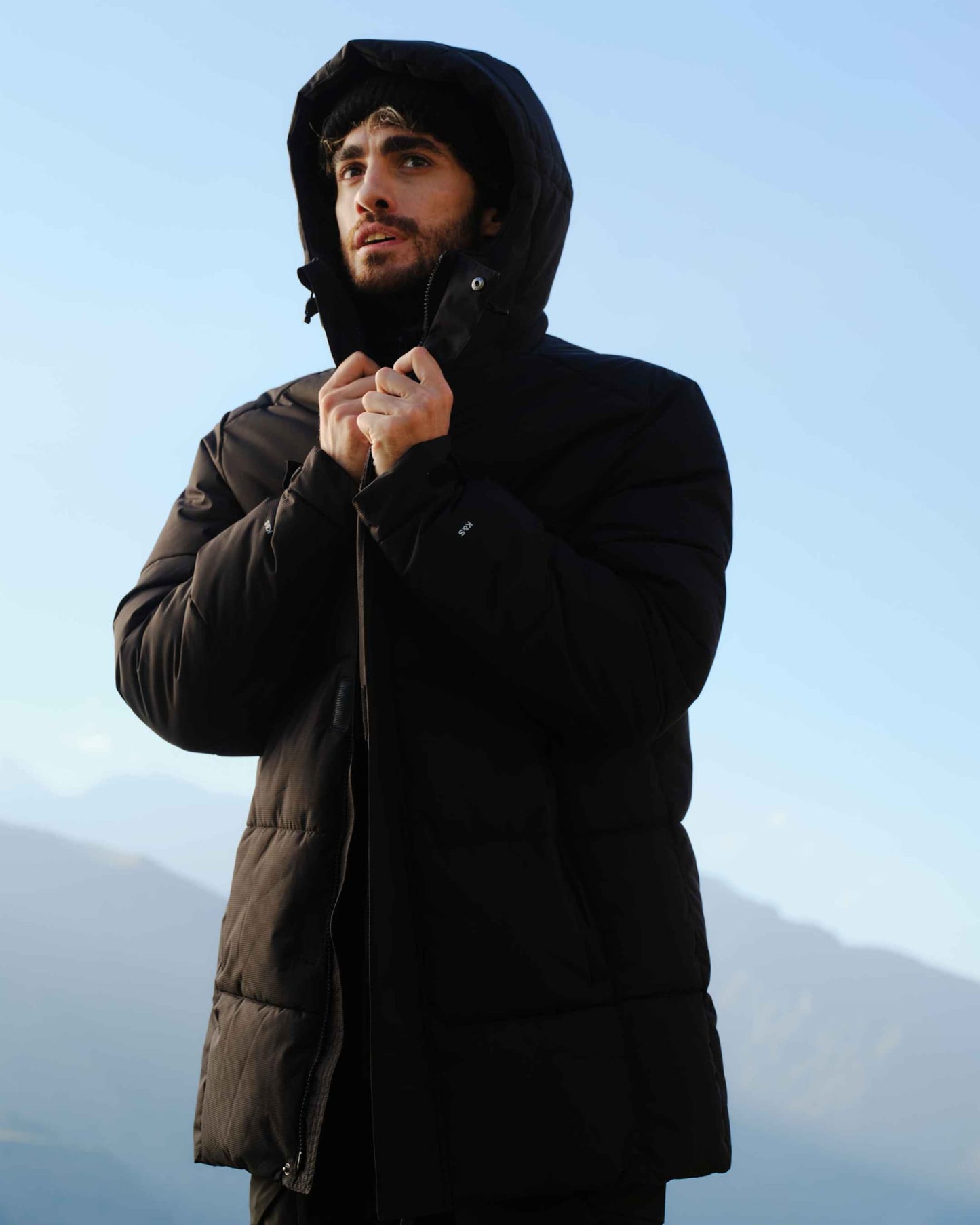 Winter Puffer Jacket Cord All Black